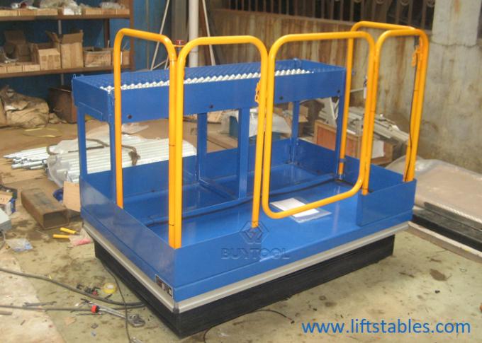 100 Lb Electric Stationary Lift Table 48x72 Pop-Up Ball Transfer Platform With Safety Rails 0