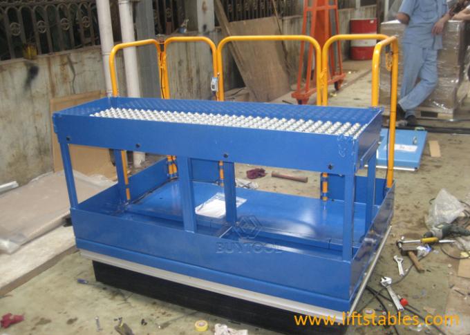 100 Lb Electric Stationary Lift Table 48x72 Pop-Up Ball Transfer Platform With Safety Rails 1