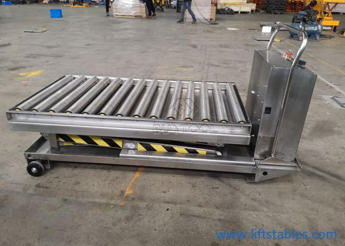 Electric Mobile Stainless Steel Pallet Lift Table With Rollers In Food Field 1220x610mm 0