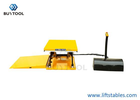 Yellow 860mm 1000KG Low Profile Scissor Lift Table For Pallet Leveling