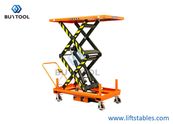 1000kg 2000mm Small Electric Scissor Lift Table Platform Orange