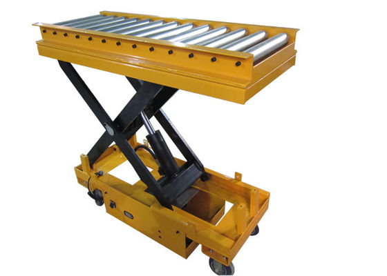 Pallet Roller Conveyor Scissor Lift Tables On Wheels 1100lbs Capacity 40&quot;X20&quot;