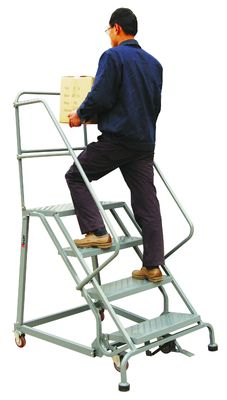 Six Steps Steel Industrial Rolling Ladder 300kg 2340mm Auxiliary Equipments