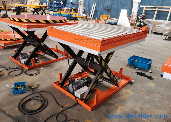 1000 Kg 2200 Lb Roller Lift Table Roller Conveyor Scissor Lift Table Hydraulic Steel