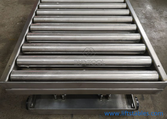 Electric Mobile Stainless Steel Pallet Lift Table With Rollers In Food Field 1220x610mm