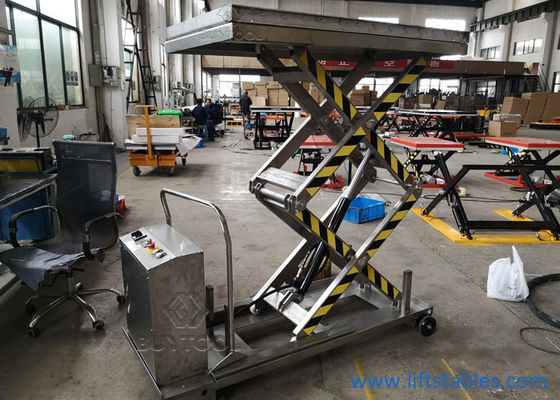 Electric Mobile Stainless Steel Pallet Lift Table With Rollers In Food Field 1220x610mm