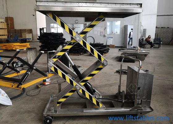 Electric Mobile Stainless Steel Pallet Lift Table With Rollers In Food Field 1220x610mm