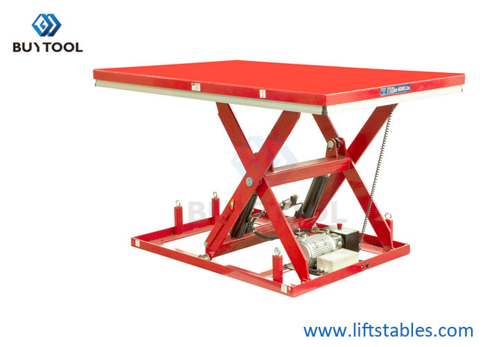 Red Electric Lift Tables 4000lbs 1000mm Stationary Hydraulic Scissor Lift 2