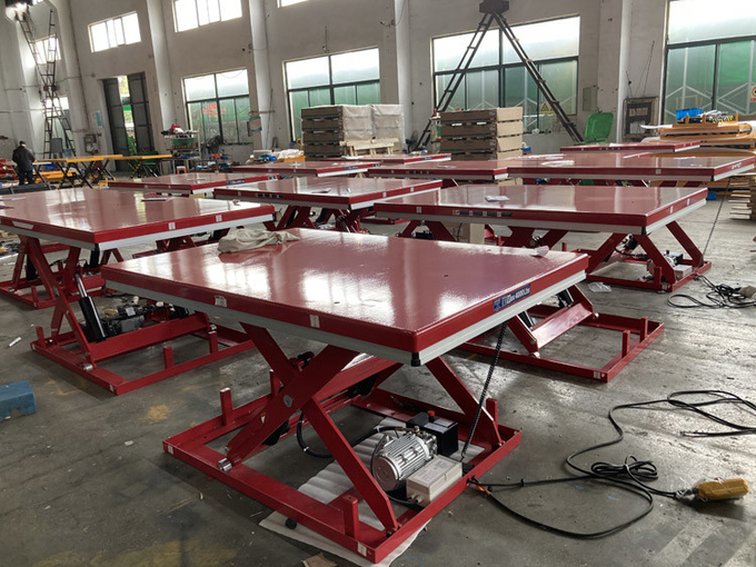 Red Electric Lift Tables 4000lbs 1000mm Stationary Hydraulic Scissor Lift 0