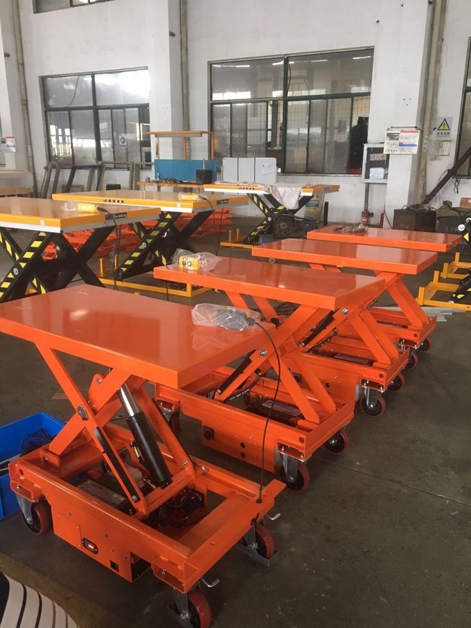 500kg 1102lbs Mobile Lift Tables Hydraulic Manual Mobile Single Scissor Lift Table Trolley 1