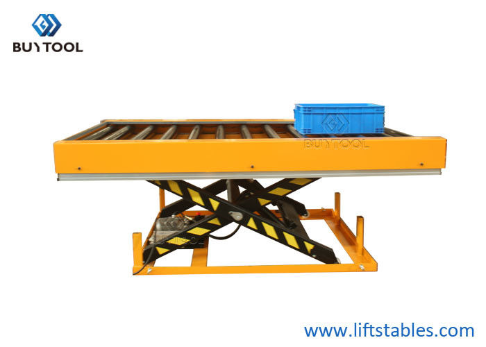 1 Ton  2 Tonne  Rubber Roller Top Hydraulic Scissor Lift Table Trolley Wood Transport