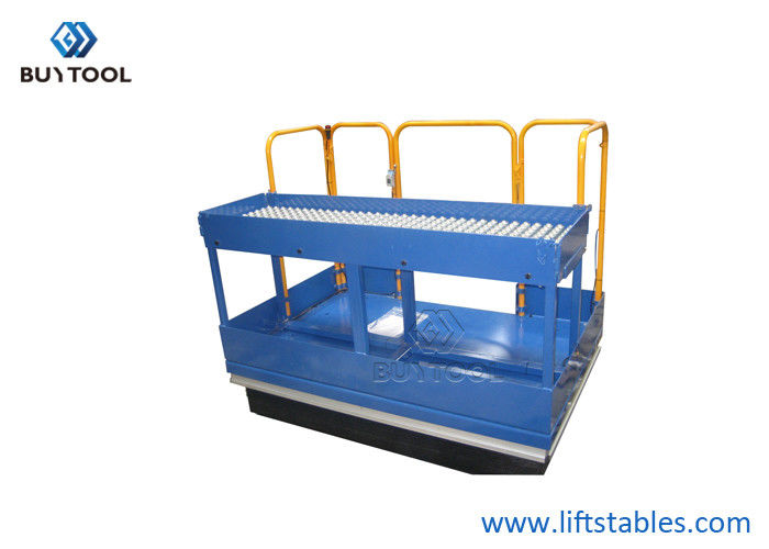 100 Lb Electric Stationary Lift Table 48x72 Pop-Up Ball Transfer Platform With Safety Rails