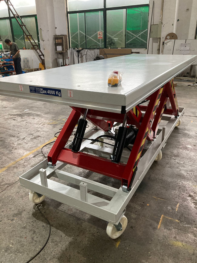 Heavy Duty Electric Mobile Scissor Lift Table With Wheels 4000kg Wireless Remote Control 0