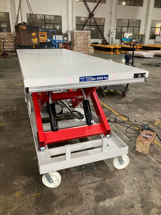 Heavy Duty Electric Mobile Scissor Lift Table With Wheels 4000kg Wireless Remote Control 1