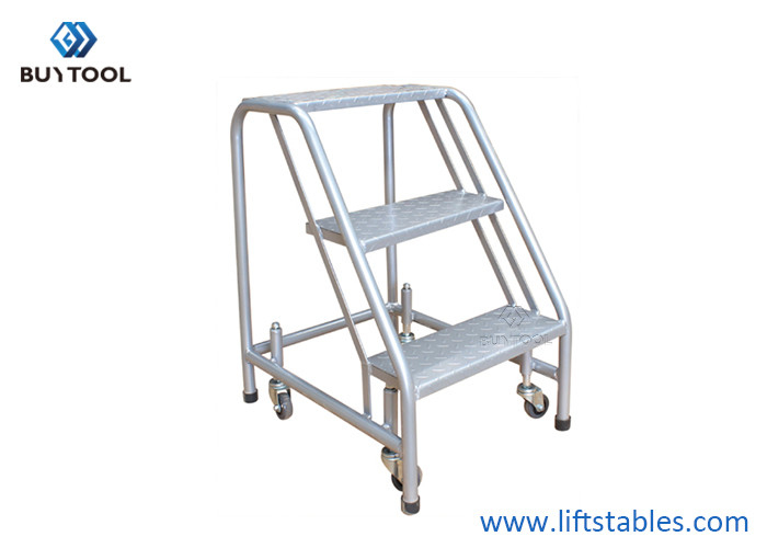 China Position Movable Industrial Warehouse Platform Ladder With Wheels 2 Or 3 Steps